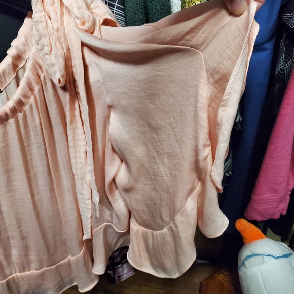 Free People one shoulder satiny ruffled blouse - Picture 3 of 8